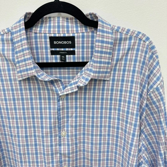 Bonobos Men’s Tech Button Down Shirt Blue Pink Standard Fit Sz XXL nylon blend - Picture 4 of 7